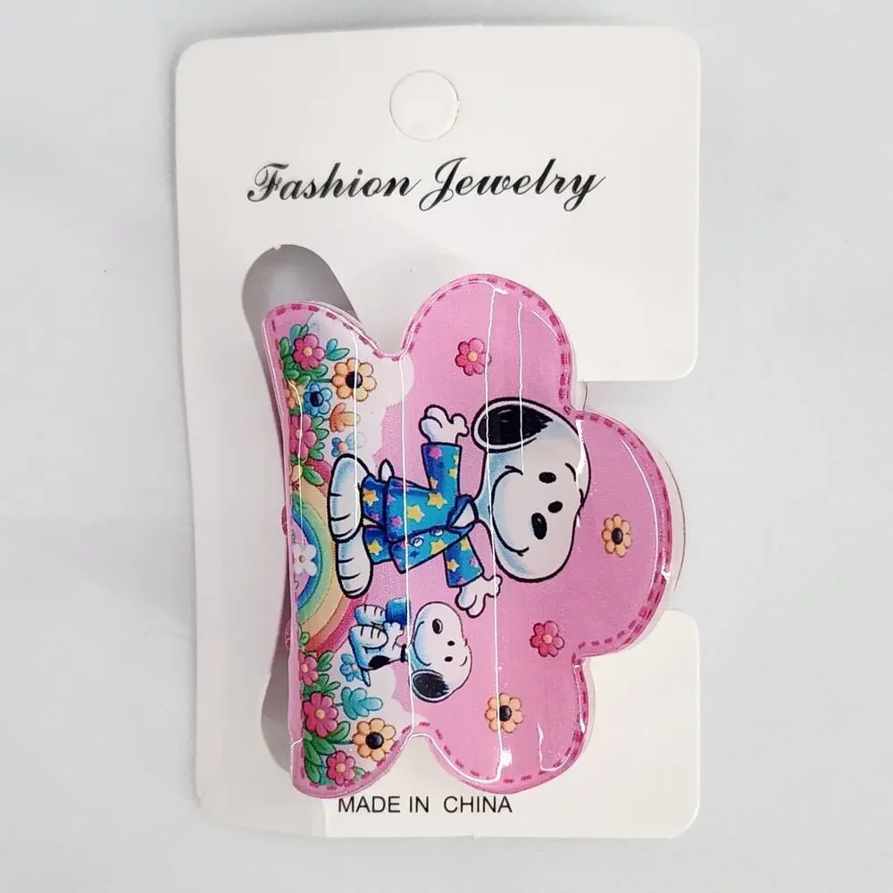 Pair of Snoopy Claw Clips Hair clips Charlie Brown Character Snoopy Pink PJs